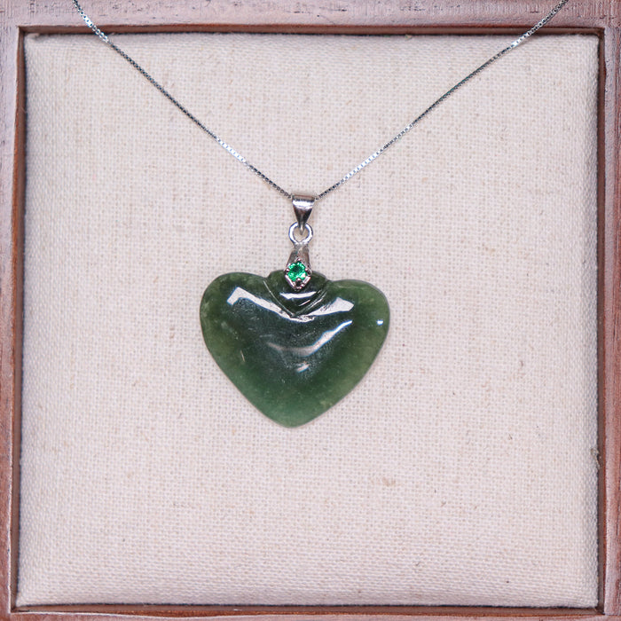 Burmese Jadeite Heart Necklace (1)