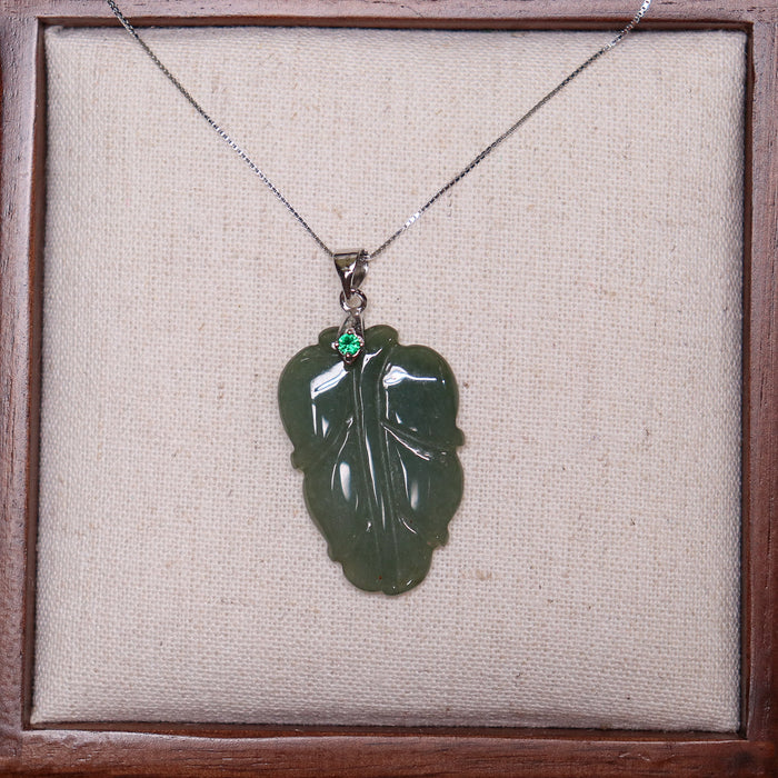 Burmese Jadeite Leaf Necklace (2)